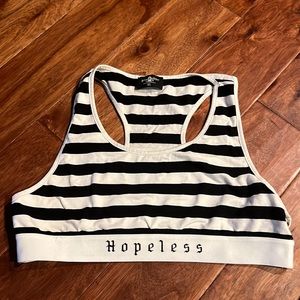 Black & white striped sports bra